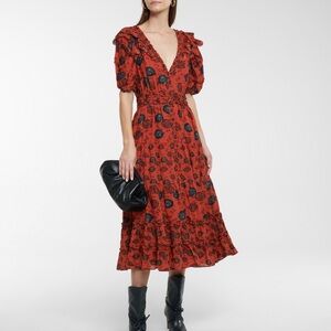 ULLA JOHNSON Irvette floral cotton-blend midi dress